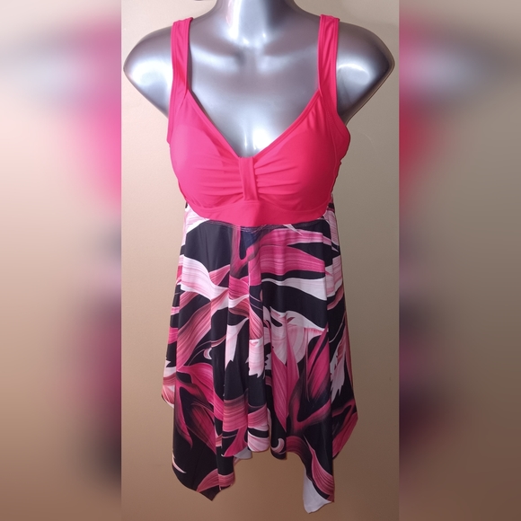 2/$35 NWOT BUCOTA Floral Style Swimdress XL Two Piece Tankini Bathing Suit. - Picture 5 of 6